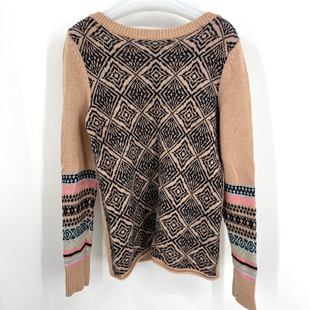Sundance Tan Geometric Pattern Sweater Wool Cashmere Cotton Soft Size S